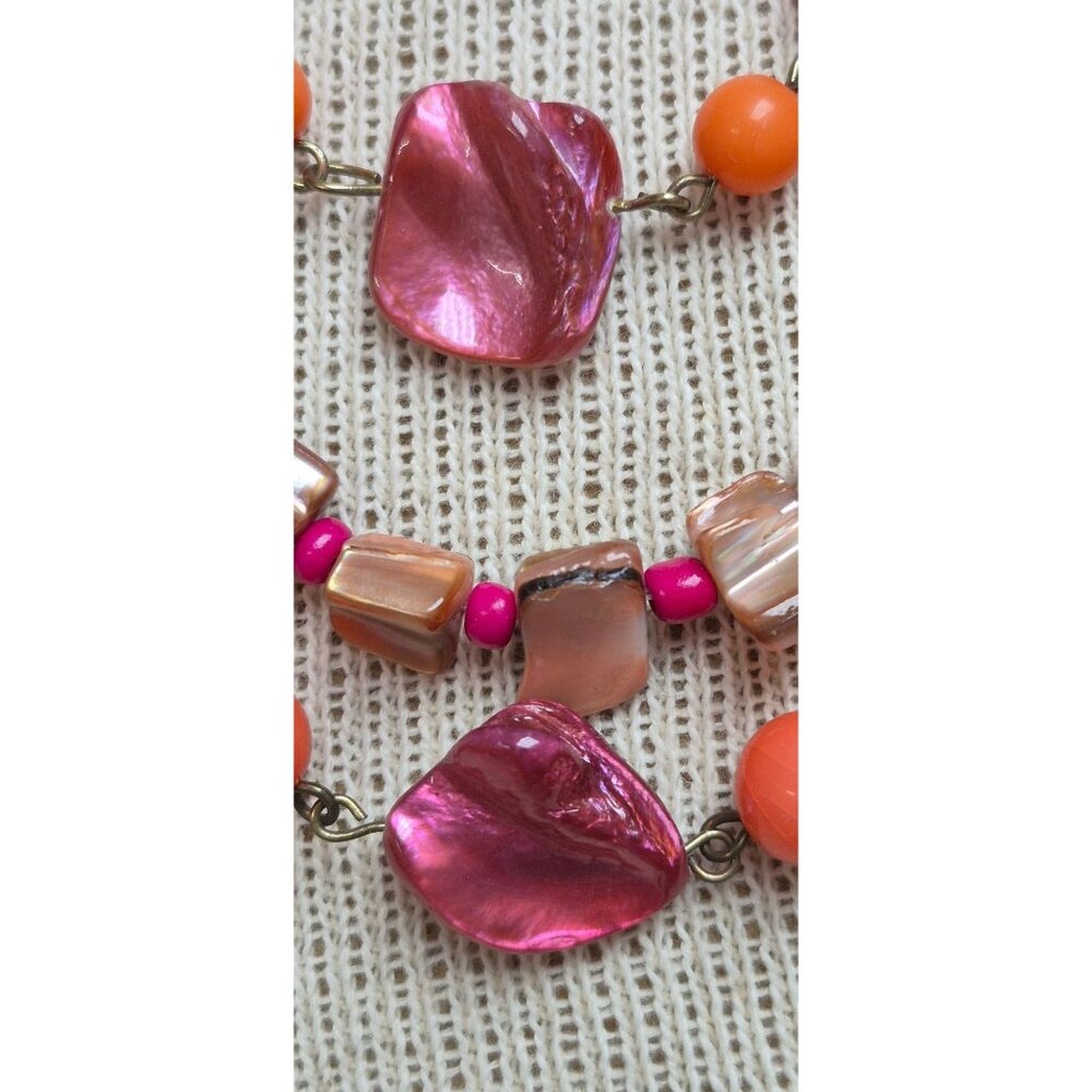 Vintage Mid‑Century Multi‑Strand Beaded Necklace Pink Peach Purple Boho Jewelry. - Picture 11 of 11